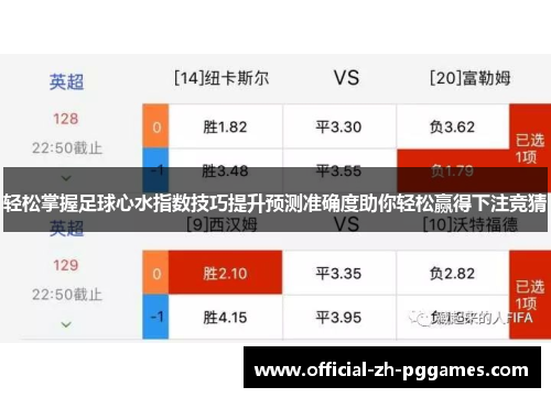 轻松掌握足球心水指数技巧提升预测准确度助你轻松赢得下注竞猜 轻松掌握足球心水指数技巧提升预测准确度助你轻松赢得下注竞猜