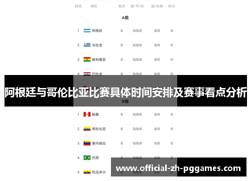 阿根廷与哥伦比亚比赛具体时间安排及赛事看点分析
